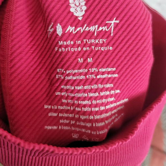 Free People Movement Pink Ribbed Leggings, sz Medium - Picture 9 of 13